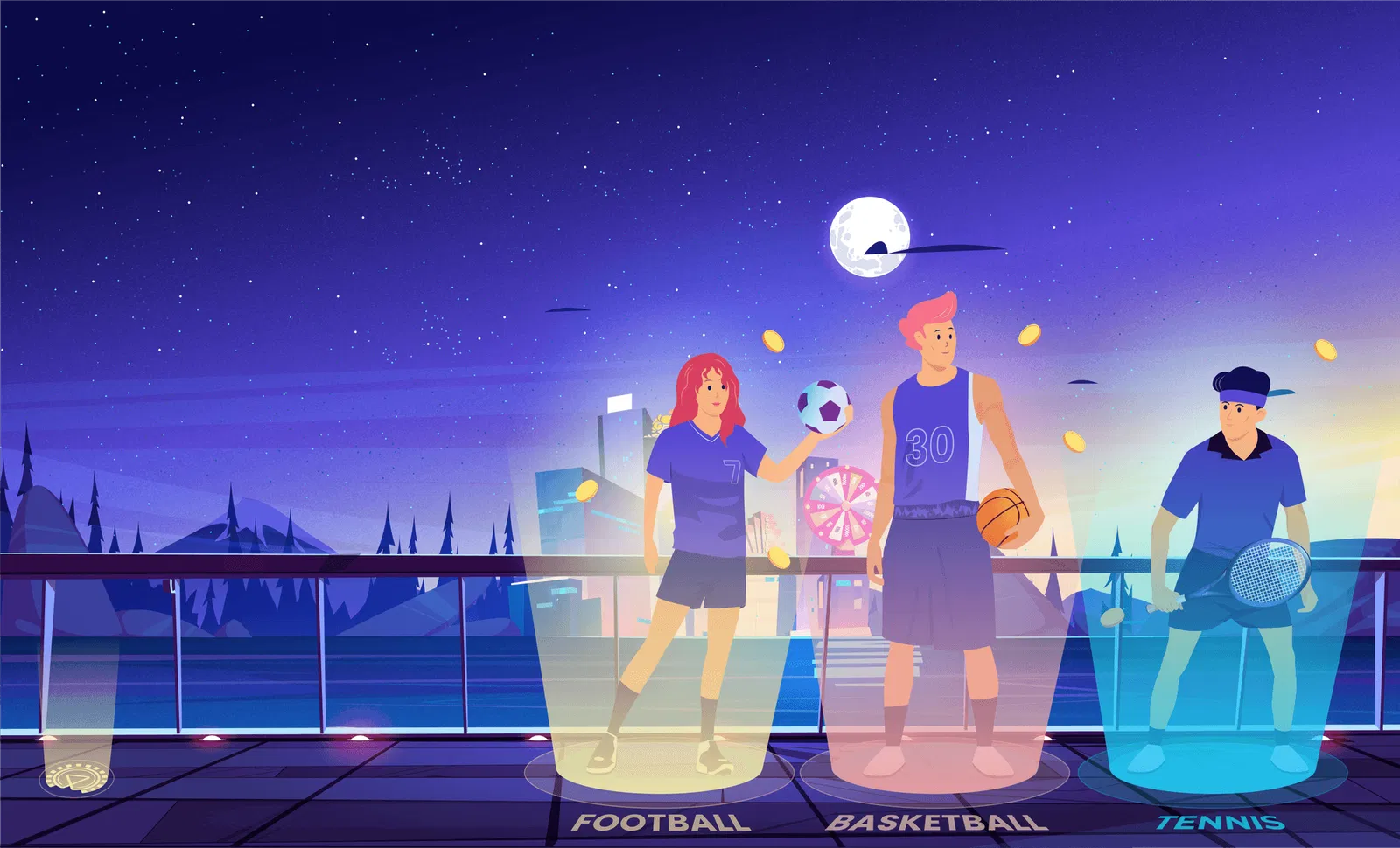 Sports betting hero illustration